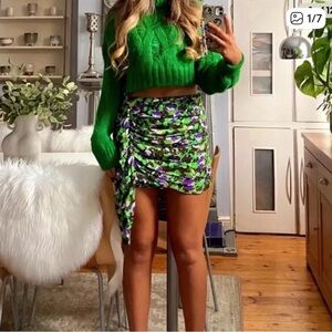 ZARA drape floral Print Mini skirt Size M
